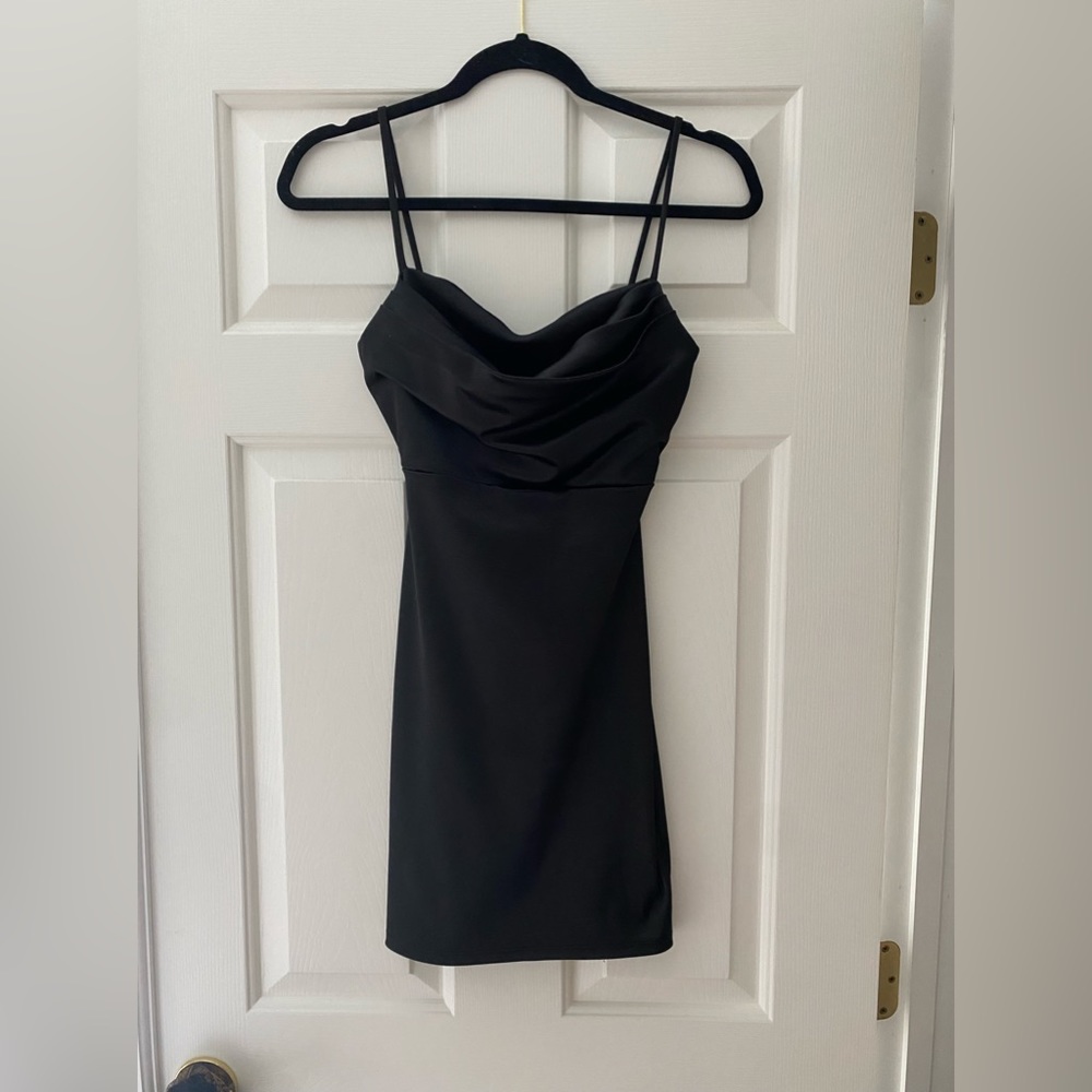 Black cowl neck dress